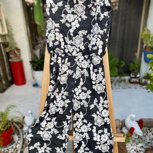 EXIST Black Floral Strapless Jumpsuit NWT Size L